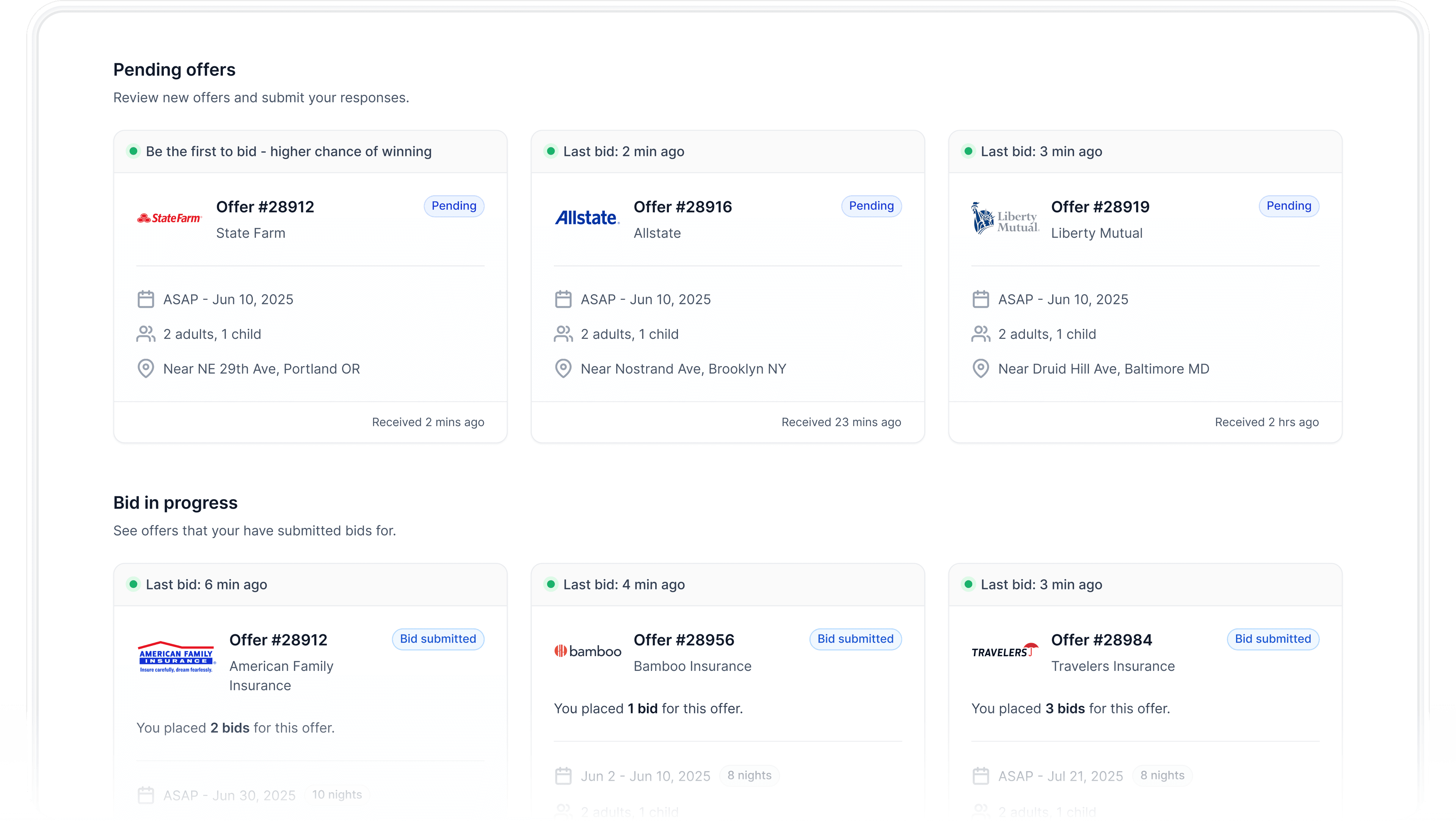Open offers, Review pending offers and submit your responses.